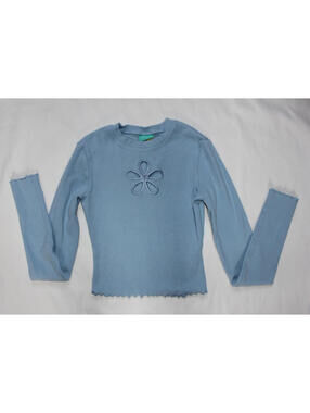 A.LAB Girls Blue Flower Cutout Long Sleeve Crop Top Size XS
